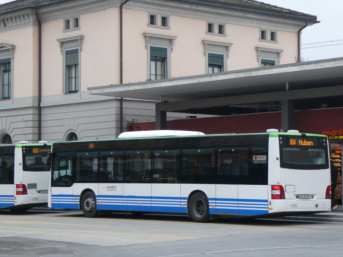 (258'541) - StadtBUS, Frauenfeld - Nr. 913/SG 482'209 - MAN (ex RTB Altsttten Nr. 913; ex PostBus/A BD 15'336) am 9. Januar 2024 beim Bahnhof Frauenfeld