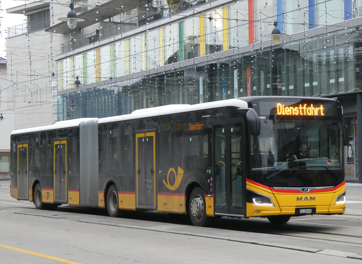 (258'560) - PostAuto Ostschweiz - TG 158'095/PID 11'995 - MAN am 9. Januar 2024 beim Bahnhof Frauenfeld