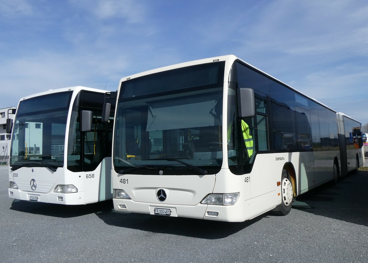 (259'880) - Intertours, Domndidier - Nr. 481/FR 300'481 - Mercedes (ex Nr. 211; ex STI Thun Nr. 135) am 2. Mrz 2024 in Domdidier, Garage