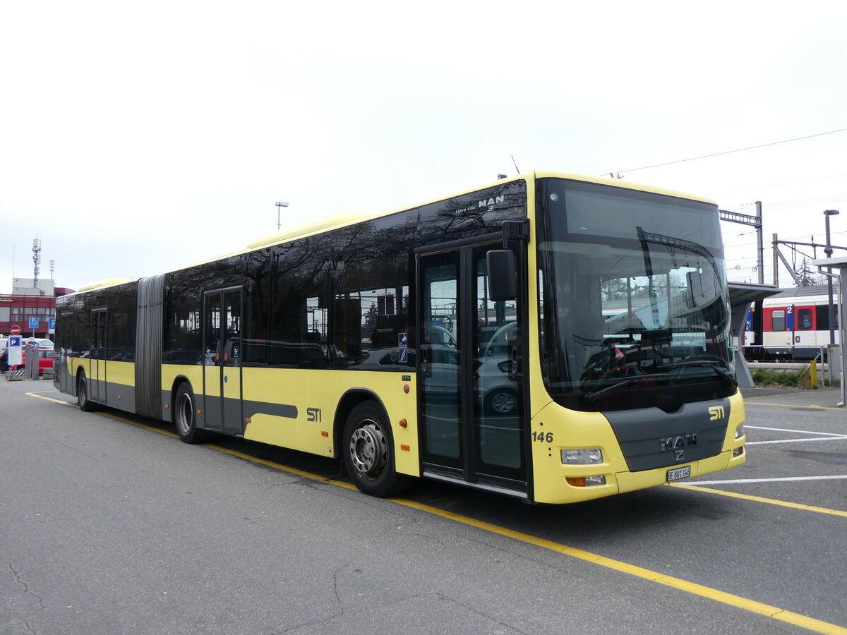 (260'192) - STI Thun - Nr. 146/BE 801'146 - MAN am 8. Mrz 2024 in Thun, CarTerminal