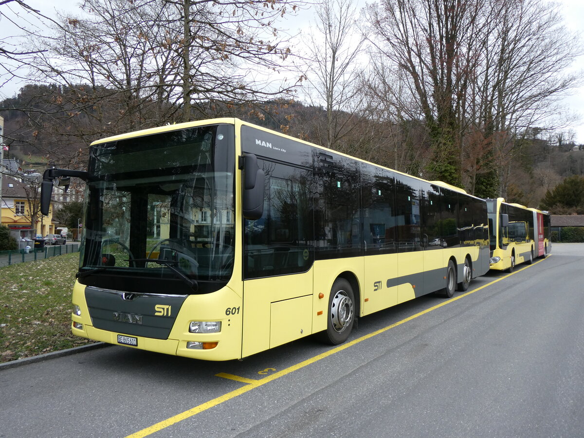 (260'252) - STI Thun - Nr. 601/BE 865'601 - MAN am 10. Mrz 2024 bei der Schifflndte Thun