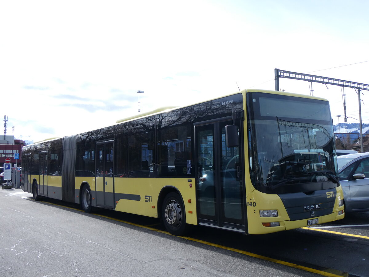 (260'253) - STI Thun - Nr. 140/BE 801'140 - MAN am 11. Mrz 2024 in Thun, CarTerminal