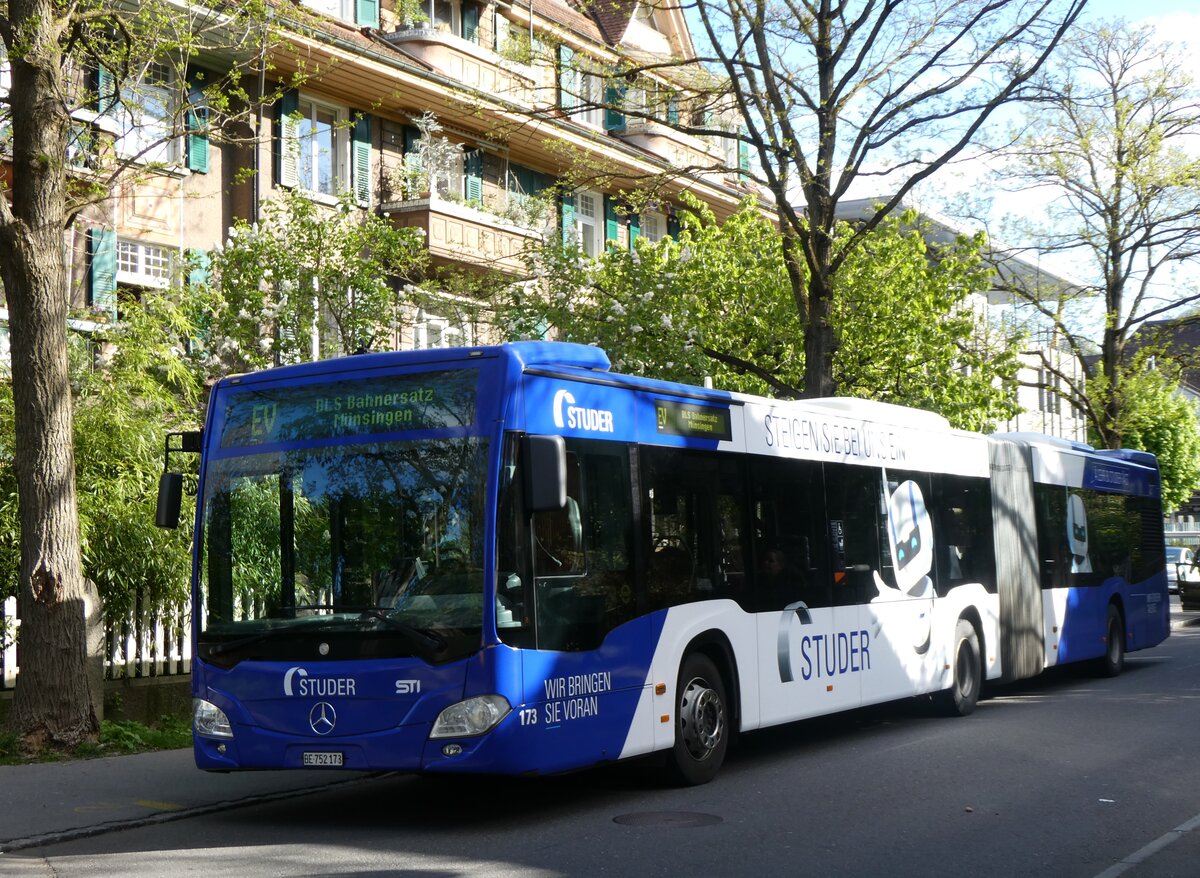 (261'723) - STI Thun - Nr. 173/BE 752'173 - Mercedes am 27. April 2024 beim Bahnhof Thun (Kante X)