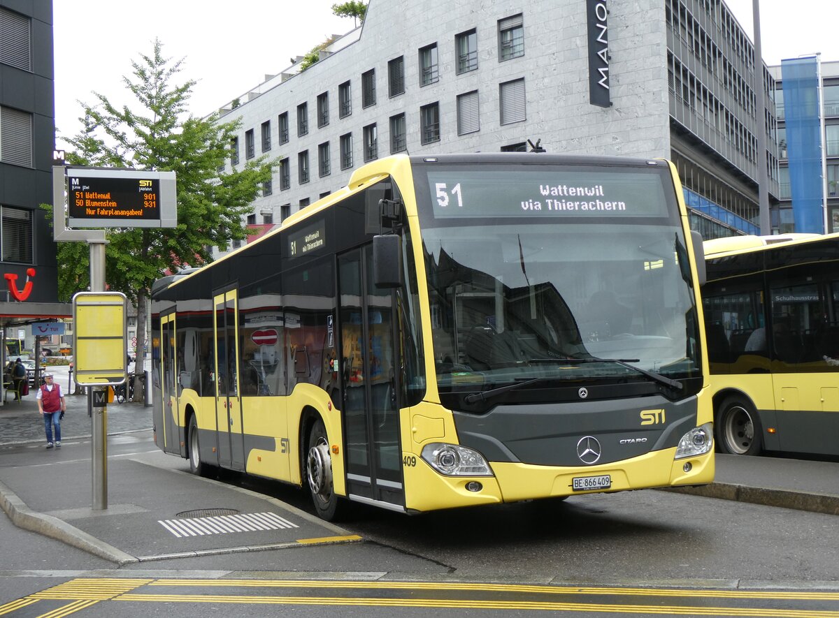 (262'759) - STI Thun - Nr. 409/BE 866'409 - Mercedes am 22. Mai 2024 beim Bahnhof Thun