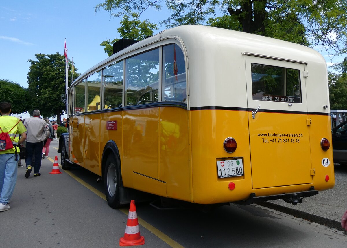 (263'135) - Baumgartner, Horn - Nr. 4/SG 112'580 - Saurer/Saurer (ex Mckli, Basadingen; ex Diverse Besitzer; ex OAK Wangen a.A. Nr. 10) am 25. Mai 2024 in Arbon, Arbon Classics