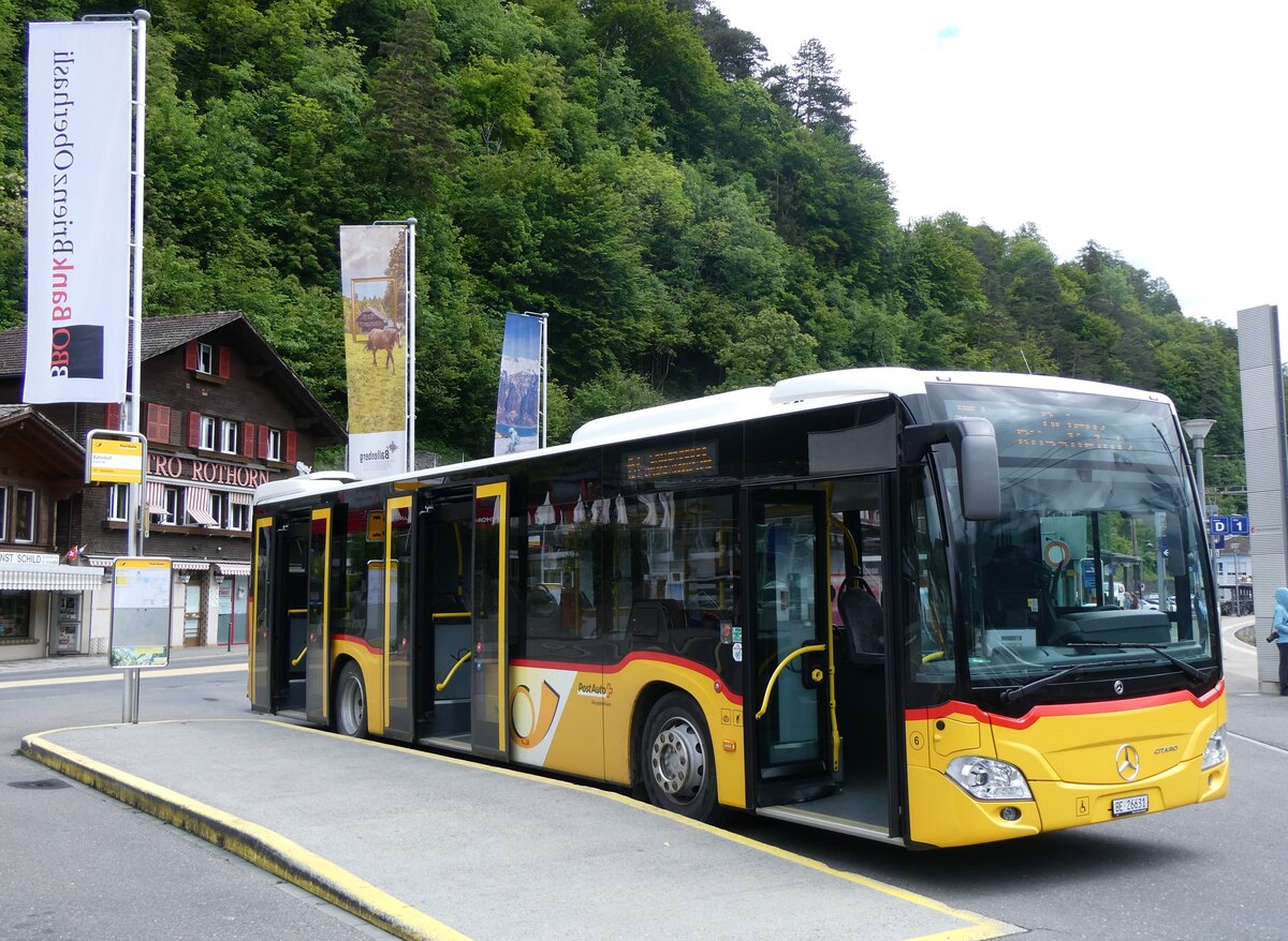 (263'232) - Flck, Brienz - Nr. 6/BE 26'631/PID 11'683 - Mercedes (ex PostAuto Bern) am 28. Mai 2024 beim Bahnhof Brienz