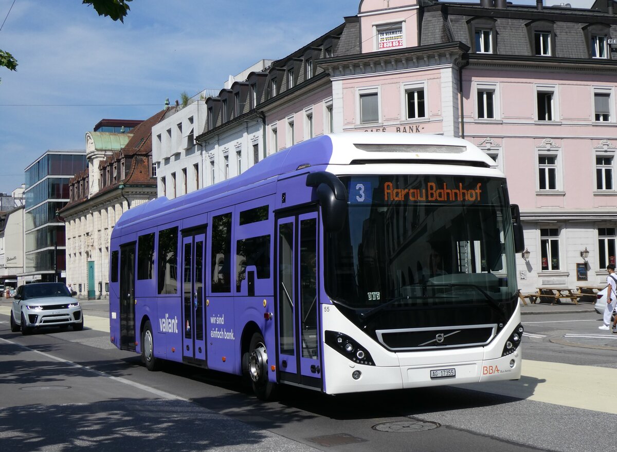 (263'402) - BBA Aarau - Nr. 55/AG 17'355 - Volvo am 6. Juni 2024 beim Bahnhof Aarau