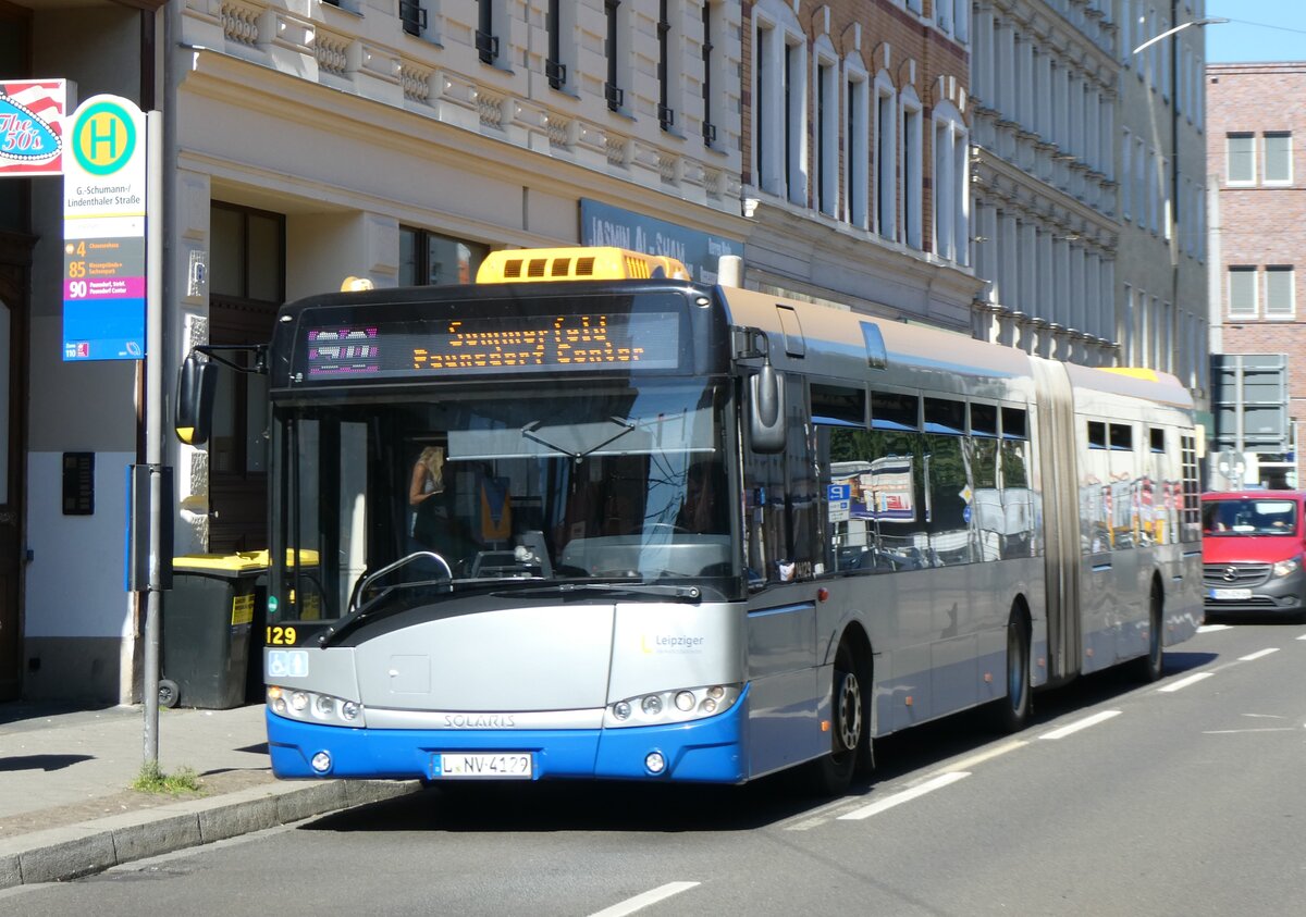 (264'430) - LVB Leipzig - Nr. 14'129/L-NV 4129 - Solaris am 9. Juli 2024 in G.-Schumann-/Lindenthaler Strasse