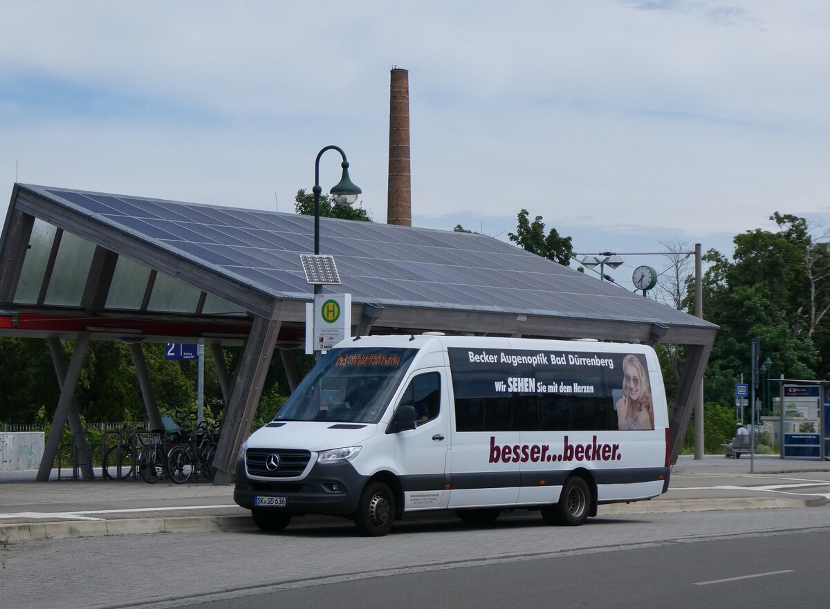 (264'581) - Schnbrodt-Busverkehr, Merseburg - SK-SB 636 - Mercedes am 10. Juli 2024 beim Bahnhof Bad Drrenberg