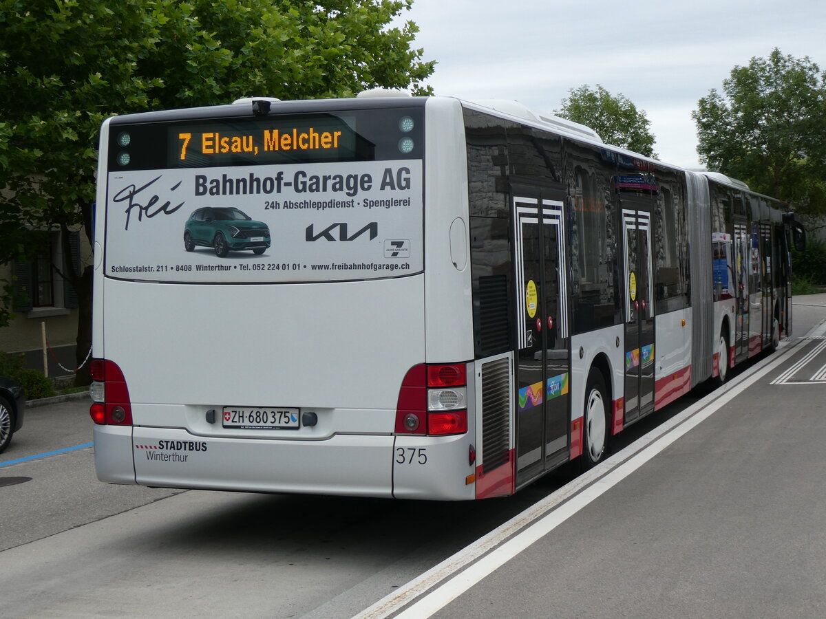 (264'845) - SW Winterthur - Nr. 375/ZH 680'375 - MAN am 17. Juli 2024 beim Bahnhof Winterthur Wlflingen