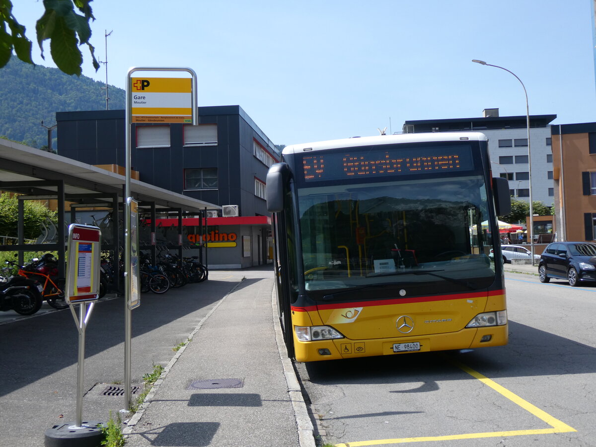 (265'279) - CarPostal Ouest - NE 98'400/PID 5187 - Mercedes am 30. Juli 2024 beim Bahnhof Moutier