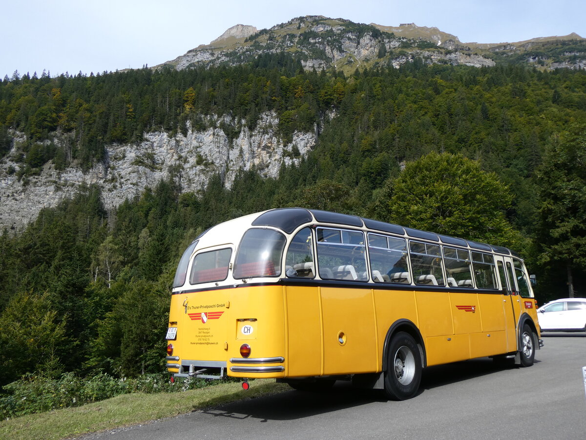 (267'448) - Gast, Reutigen - Nr. 1/BE 24'079 - FBW/FHS (ex Lambach, Gommiswald; ex Hotz, Rickenbach bei Wil/TG; ex P 24'079; ex P 21'579) am 22. September 2024 in Innertkirchen, Wagenkehr