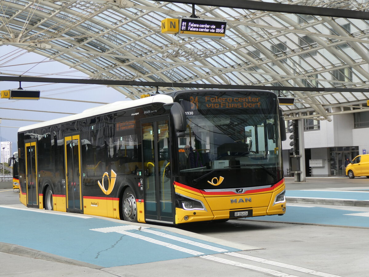 (267'838) - PostAuto Graubnden - GR 184'614/PID 11'930 - MAN am 8. Oktober 2024 in Chur, Postautostation