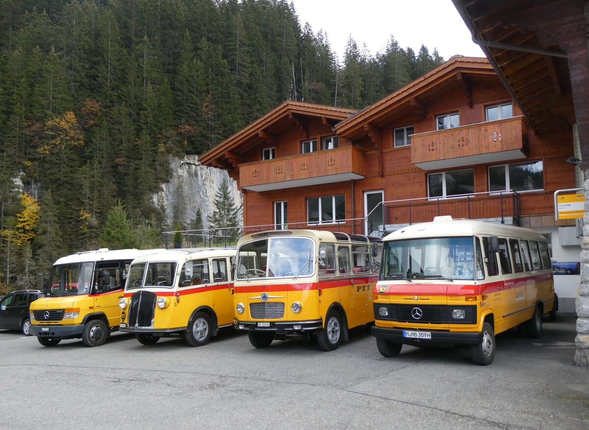 (268'156) - Aus Deutschland: Hahn, Mnchen - Nr. 6/M-MB 309H - Mercedes (ex Mller, CH-Ennetmoos Nr. 6; ex Portenier, CH-Adelboden Nr. 6/PID 492; ex Geiger, CH-Adelboden Nr. 6) am 12. Oktober 2024 auf der Griesalp
