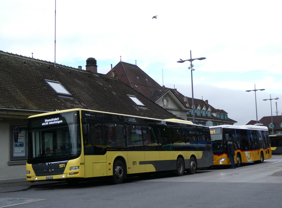 (268'238) - STI Thun - Nr. 606/BE 645'606 - MAN am 19. Oktober 2024 beim Bahnhof Thun