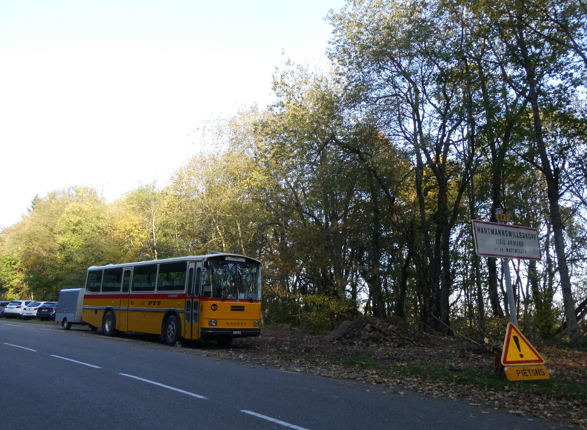 (268'792) - Aus der Schweiz: Schmid, Thrishaus - BE 26'206 - Saurer/Tscher (ex P 24'244) am 27. Oktober 2024 in Wattwiller, Vieil Armand Hartmannswillerkopf