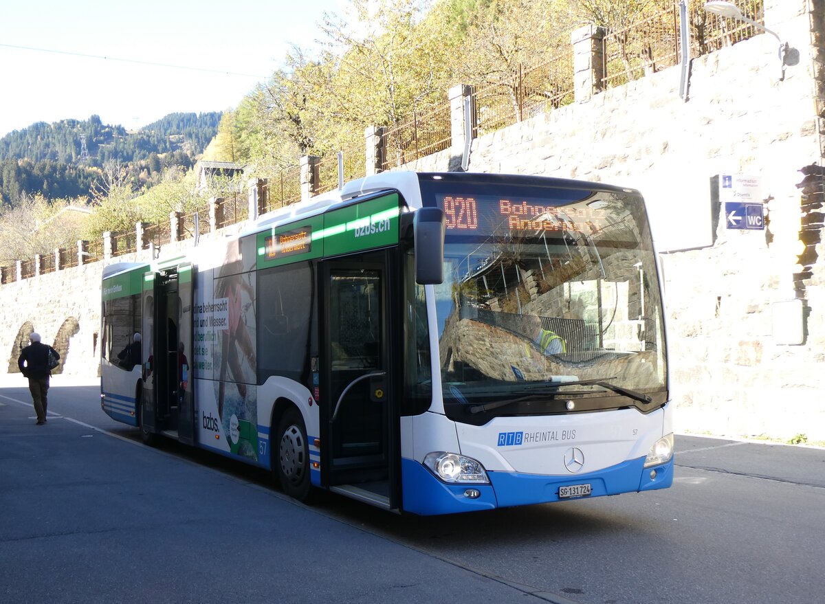 (268'821) - RTB Altst�tten - Nr. 57/SG 131'724 - Mercedes am 29. Oktober 2024 beim Bahnhof Disentis