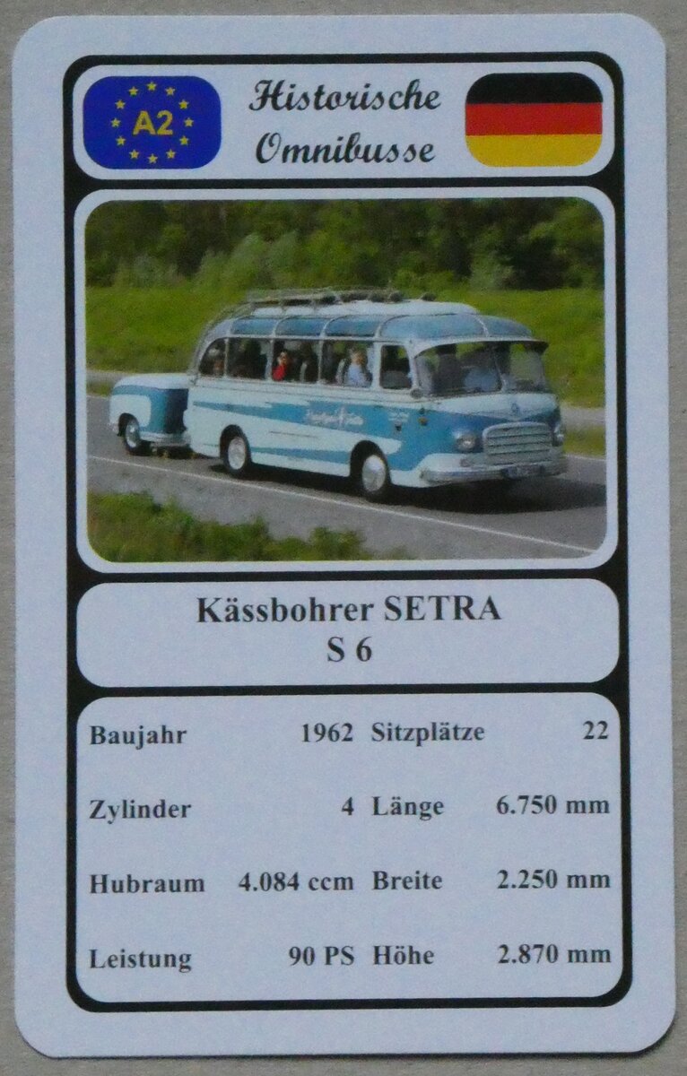 (269'227) - Quartett-Spielkarte mit K�ssbohrer SETRA S 6 von 1962 am 17. November 2024 in Thun