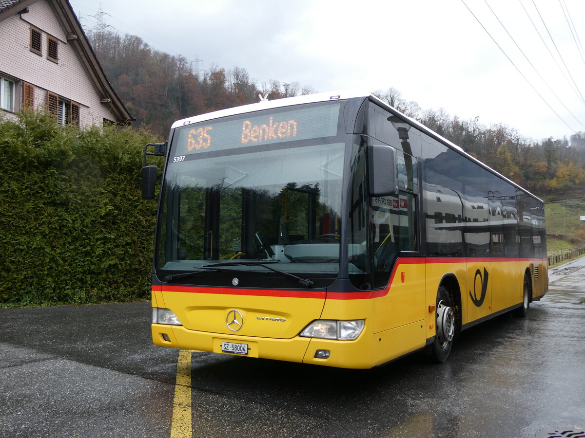 (269'250) - PostAuto Ostschweiz - SZ 58'004/PID 5397 - Mercedes (ex Kistler, Reichenburg) am 19. November 2024 beim Bahnhof Ziegelbr�cke