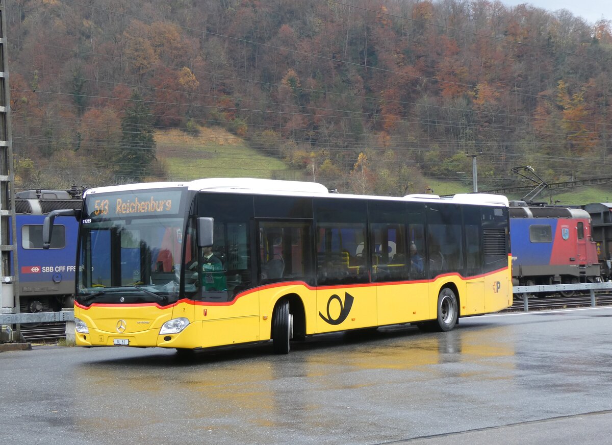 (269'258) - Niederer, Filzbach - Nr. 3/GL 61/PID 11'359 - Mercedes am 19. November 2024 beim Bahnhof Ziegelbrcke