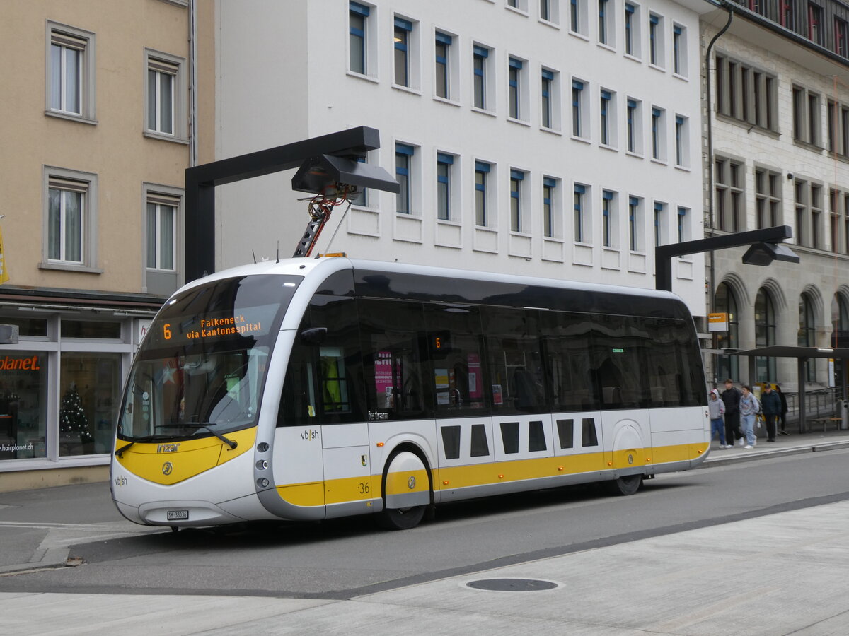 (269'328) - VBSH Schaffhausen - Nr. 36/SH 38'036 - eIrizar am 21. November 2024 beim Bahnhof Schaffhausen