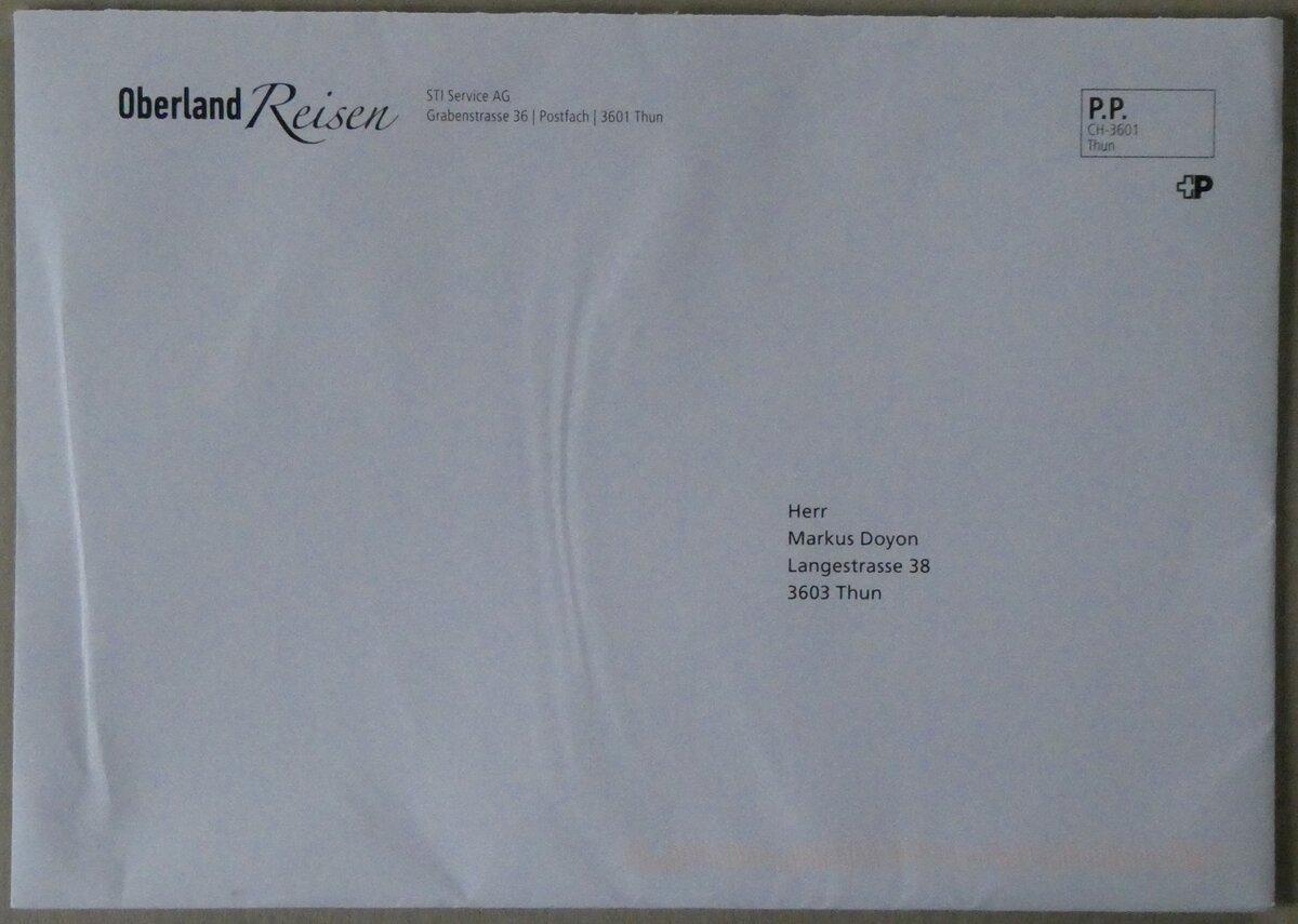 (269'626) - Oberland Reisen-Briefumschlag vom 4. Dezember 2024 am 6. Dezember 2024 in Thun
