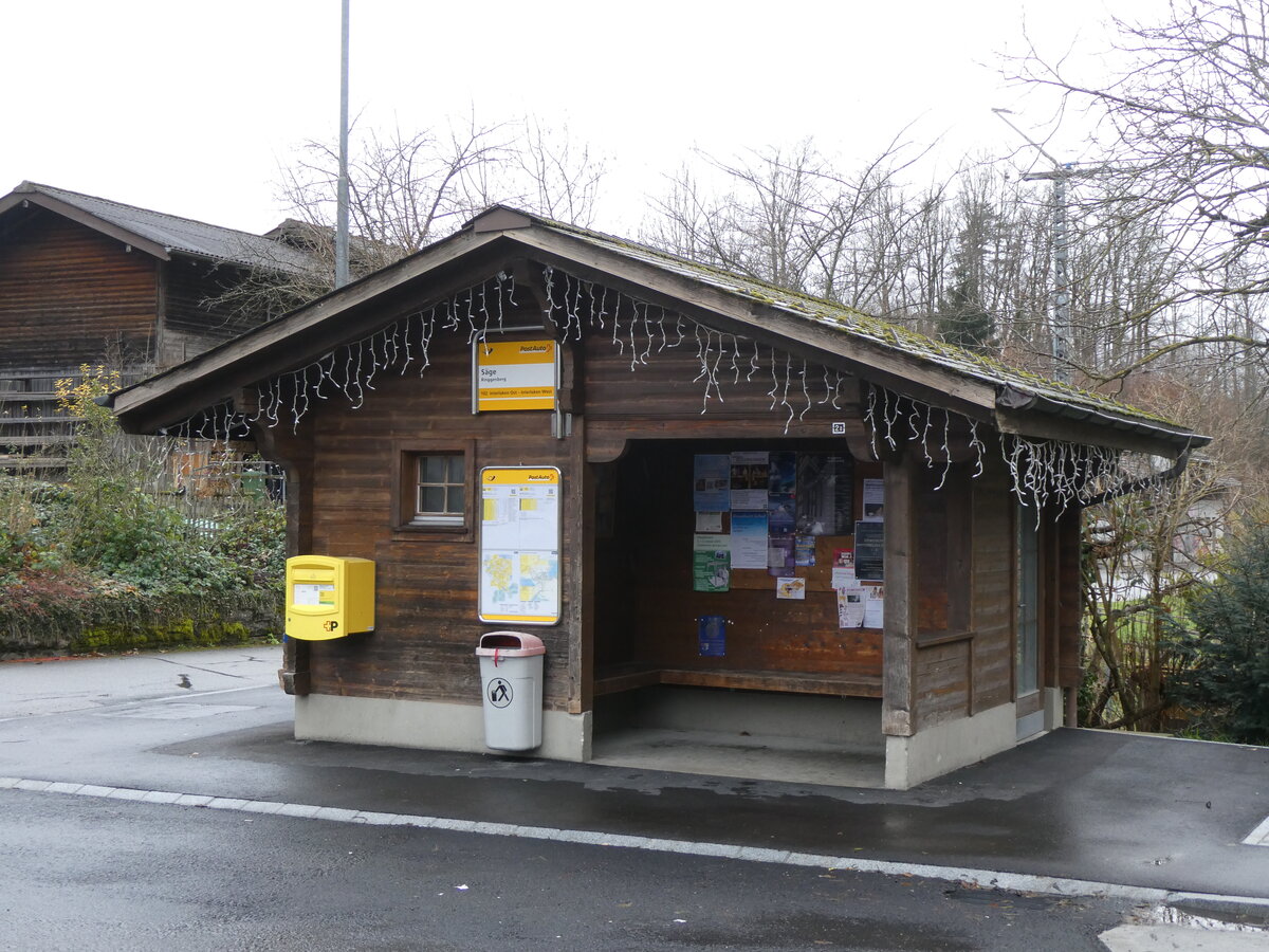 (269'700) - PostAuto-Haltestelle am 9. Dezember 2024 in Ringgenberg, Sge
