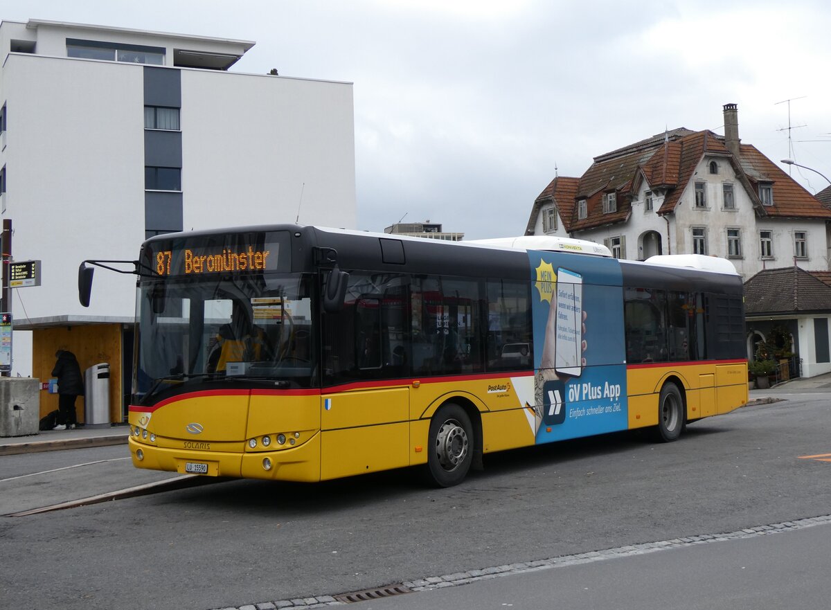 (269'779) - SB Trans - Nr. 44/LU 15'590/PID 10'250 - Solaris (ex Stirnimann, Neuenkirch Nr. 44) am 10. Dezember 2024 beim Bahnhof Sursee