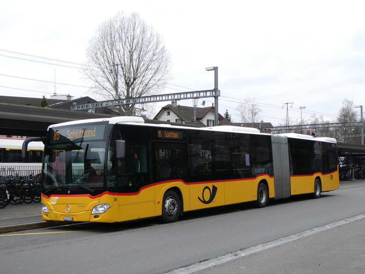 (269'786) - Hfliger, Sursee - Nr. 35/LU 207'948/PID 11'466 - Mercedes (ex Nr. 8; ex Eurobus, Arbon Nr. 8) am 10. Dezember 2024 beim Bahnhof Sursee