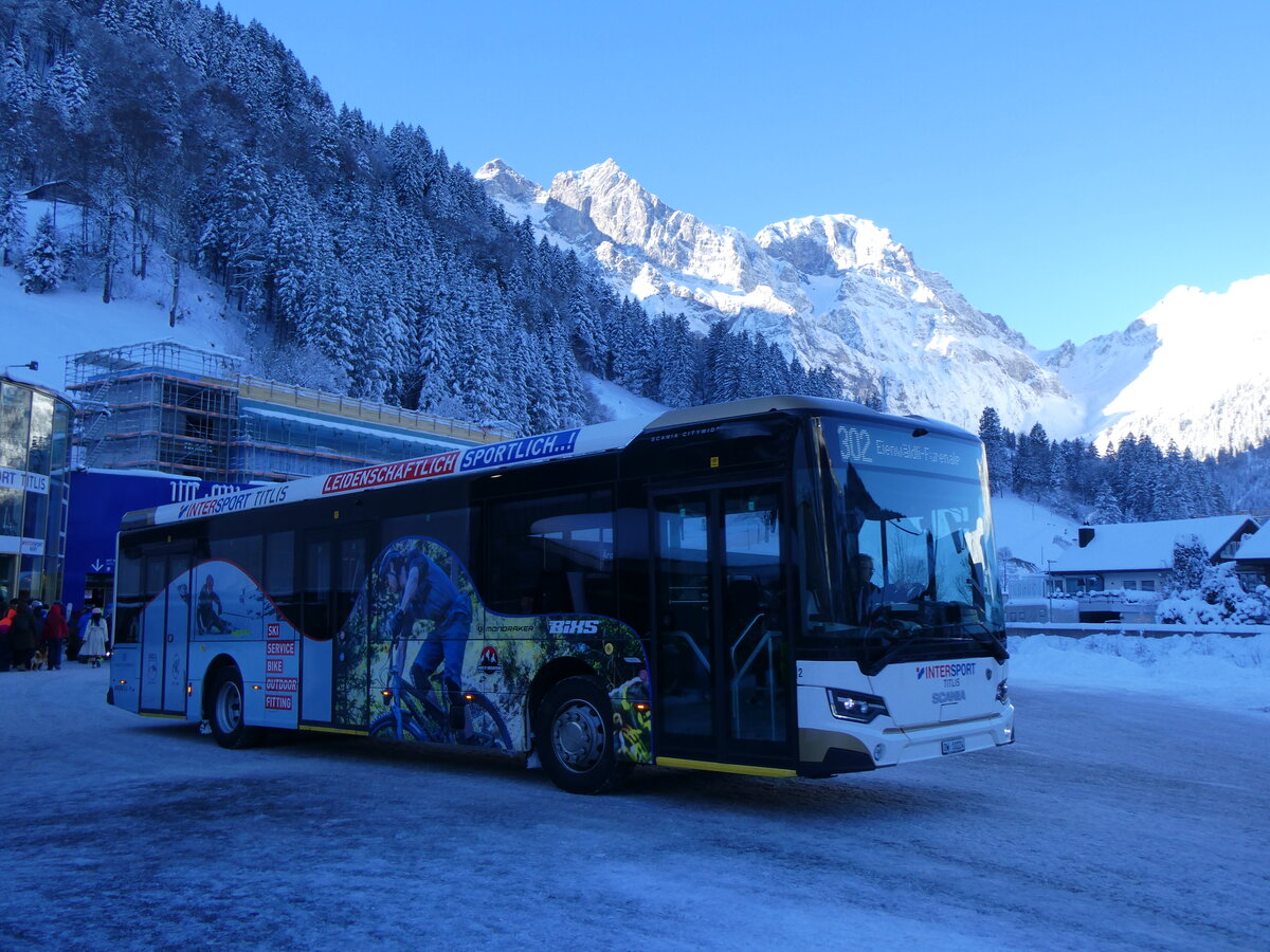 (270'180) - EAB Engelberg - Nr. 2/OW 10'224 - Scania am 25. Dezember 2024 in Engelberg, Talstation Titlis