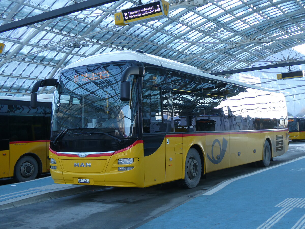 (270'302) - PostAuto Graub�nden - GR 173'203/PID 10'505 - MAN am 27. Dezember 2024 in Chur, Postautostation