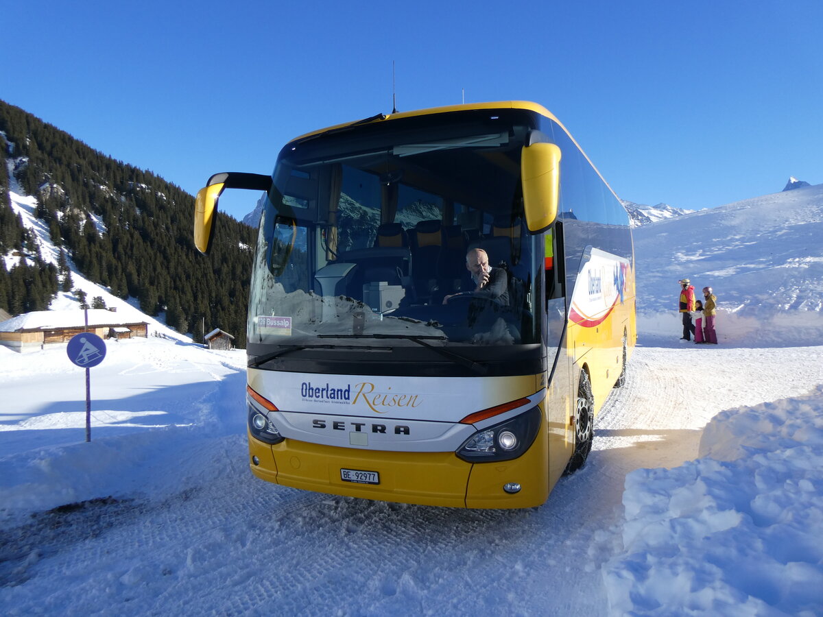 (270'384) - Oberland Reisen, Thun - Nr. 22/BE 92'977 - Setra (ex AVG Grindelwald Nr. 22) am 29. Dezember 2024 auf der Bussalp