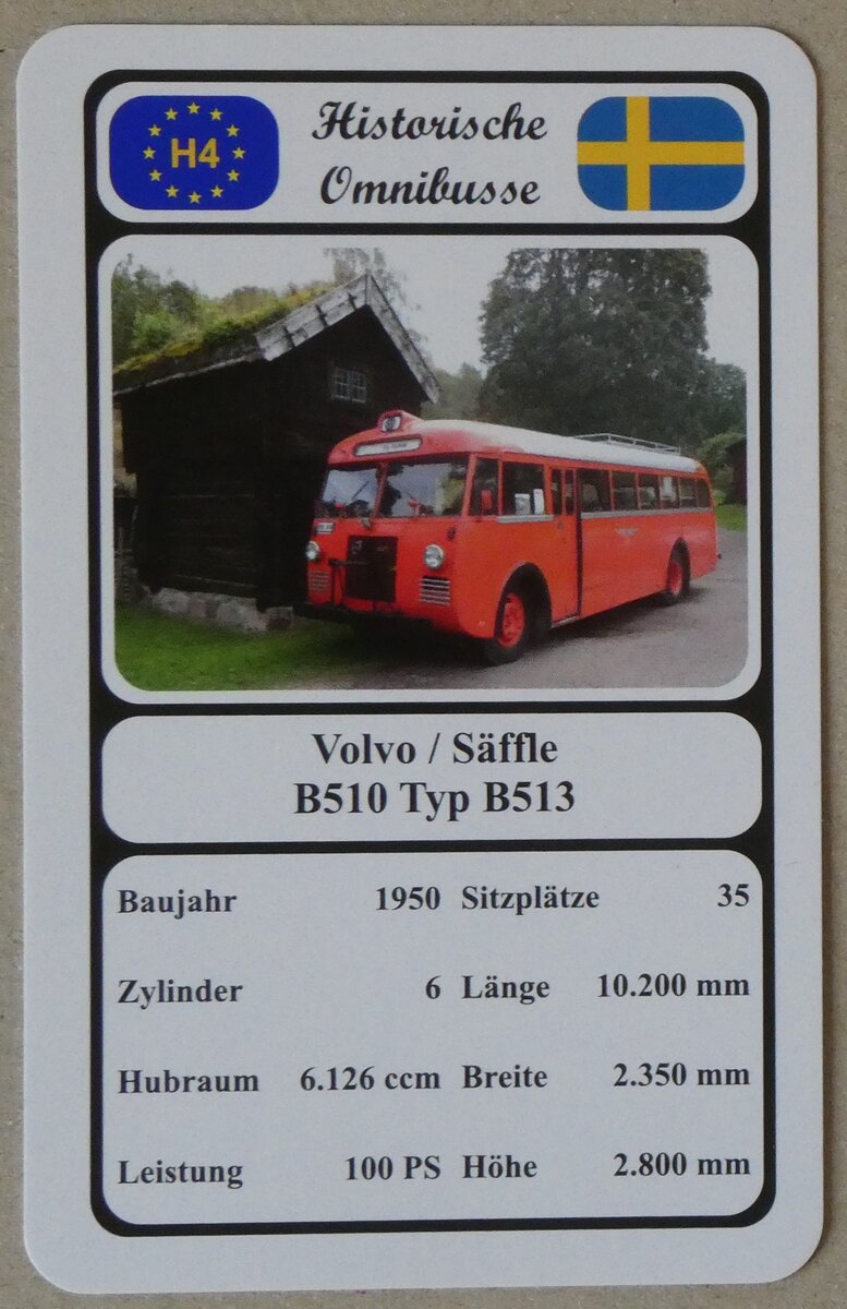 (271'115) - Quartett-Spielkarte mit Volvo / S�ffle B510 Typ B513 von 1950 am 12. Januar 2025 in Thun