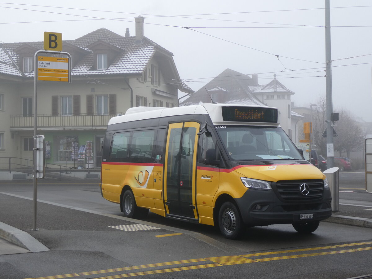(271'378) - PostAuto Bern - BE 656'302/PID 11'649 - Mercedes (ex Ldi, Uetendorf) am 21. Januar 2025 beim Bahnhof Worb Dorf