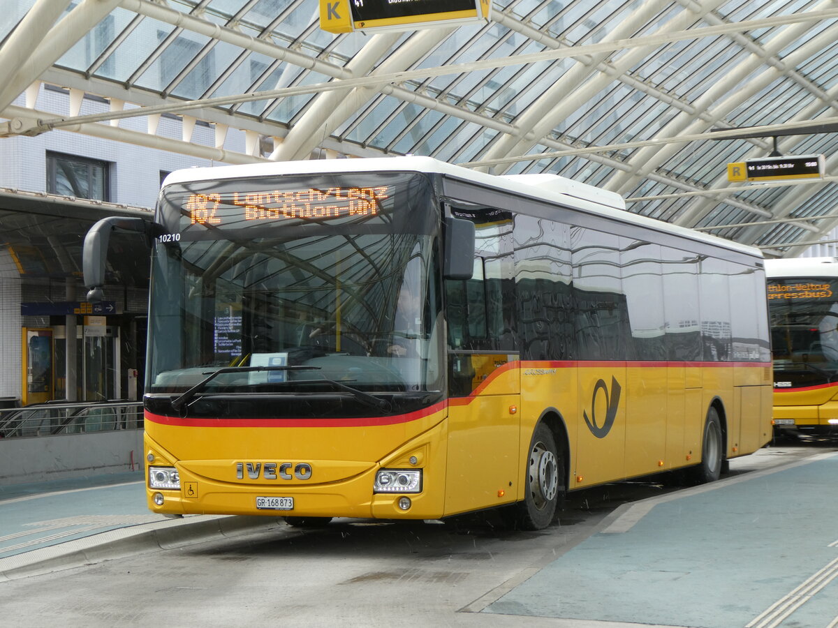 (271'996) - PostAuto Graub�nden - GR 168'873/PID 10'210 - Iveco (ex GR 170'438) am 14. Februar 2025 in Chur, Postautostation