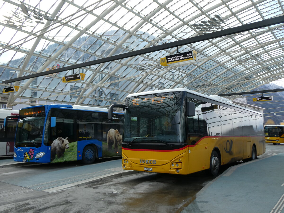(272'042) - PostAuto Graub�nden - GR 179'720/PID 11'406 - Iveco am 14. Februar 2025 in Chur, Postautostation