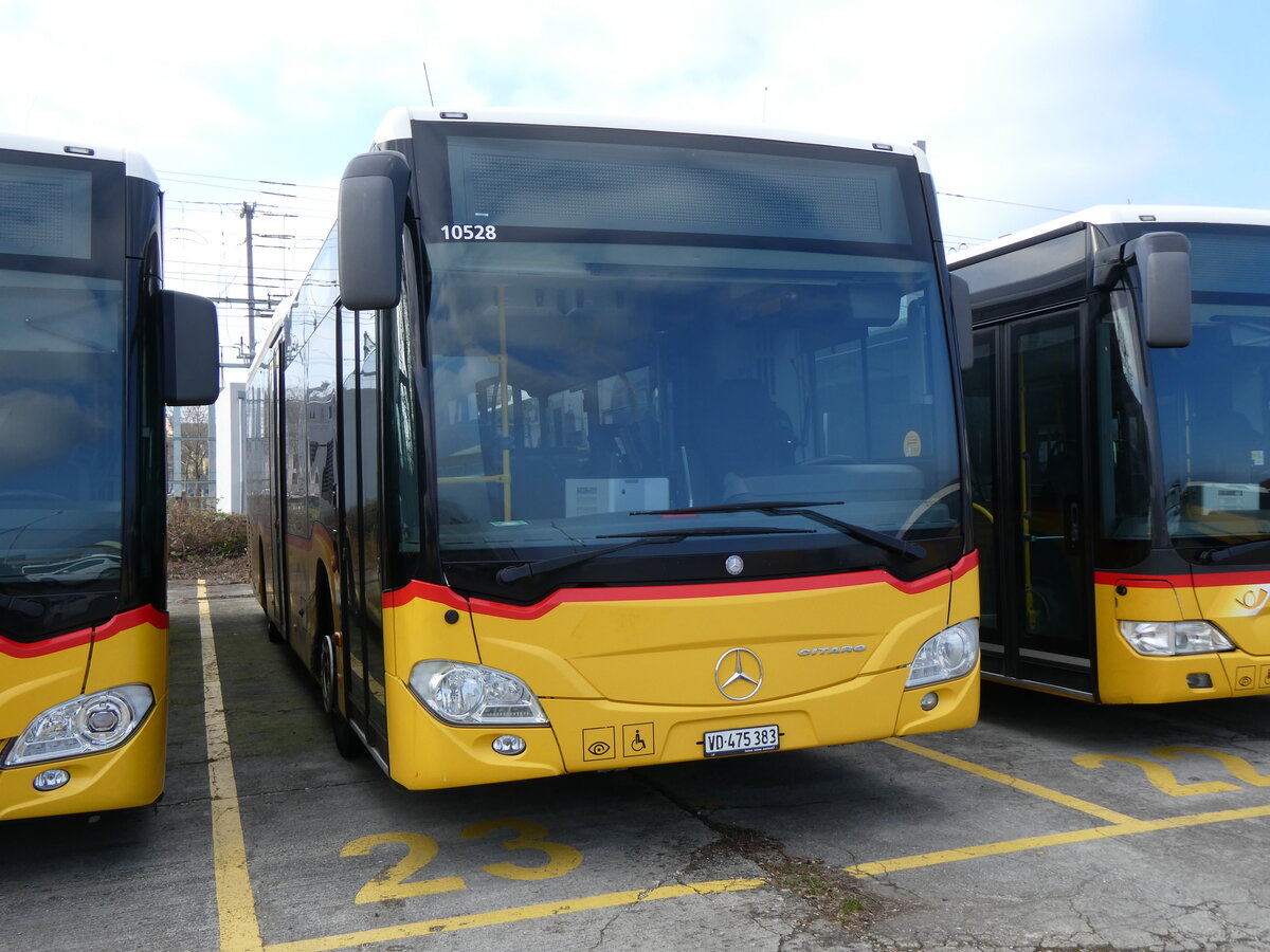 (272'062) - CarPostal Ouest - VD 475'383/PID 10'528 - Mercedes (ex TPB, S�deilles) am 15. Februar 2025 in Yverdon, Garage