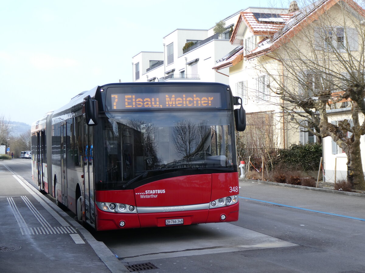 (272'122) - SW Winterthur - Nr. 348/ZH 766'348 - Solaris am 15. Februar 2025 beim BAhnhof Winterthur W�lflingen