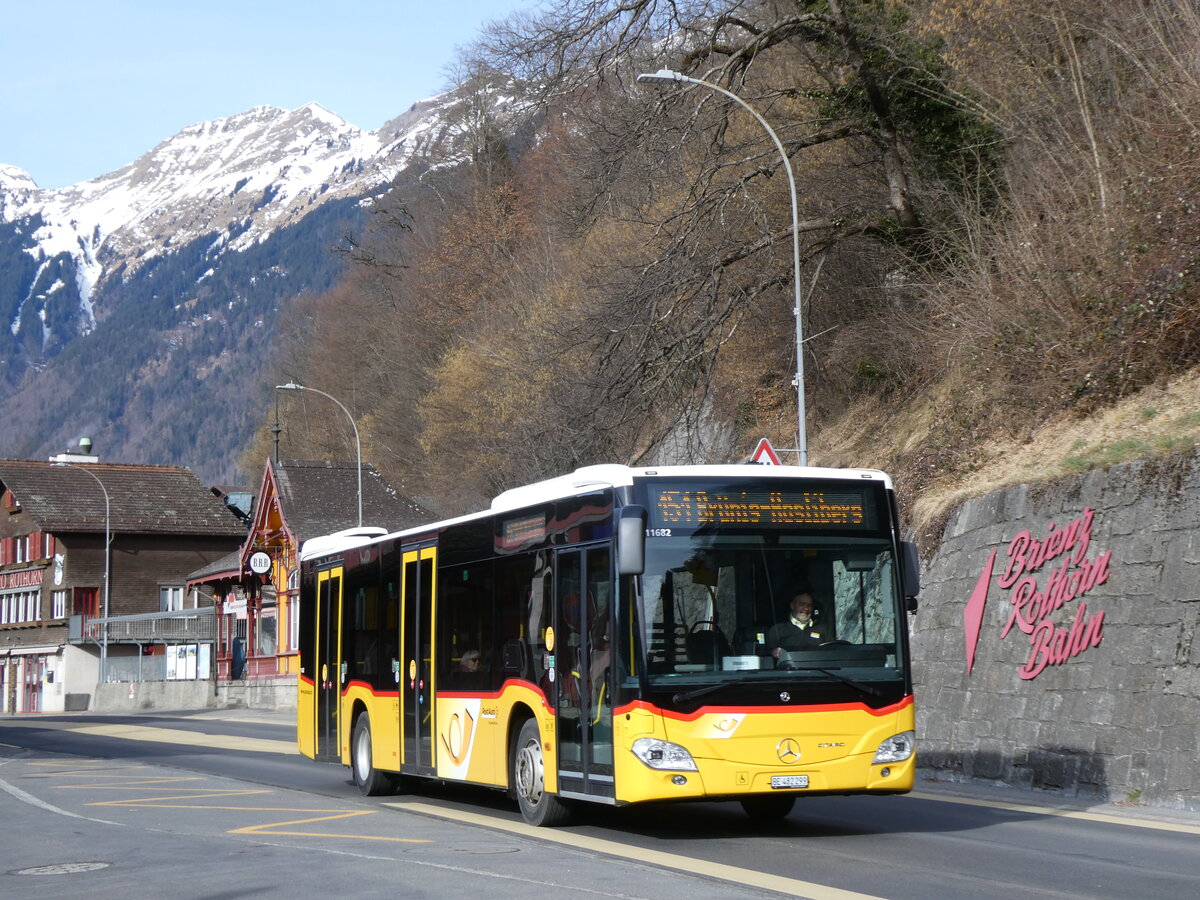(272'279) - Fl�ck, Brienz - Nr. 1/BE 482'299/PID 11'682 - Mercedes (ex PostAuto Bern BE 403'166; ex PostAuto Bern BE 653'384) am 21. Februar 2025 beim Bahnhof Brienz