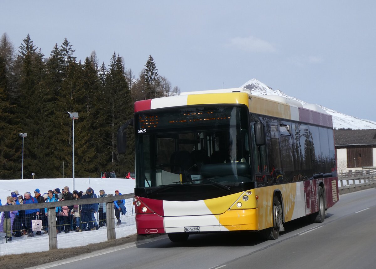 (272'337) - PostAuto Graub�nden - Nr. 14/GR 52'188/PID 5025 - Scania/Hess (ex Stuppan, Flims) am 22. Februar 2025 in Lantsch/Lenz, Biathlon-WM