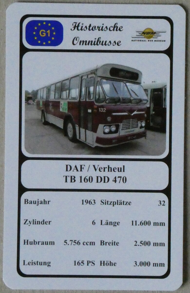 (272'619) - Quartett-Spielkarte mit DAF / Verheul TB 160 DD 470 von 1963 am 3. Mrz 2025 in Thun