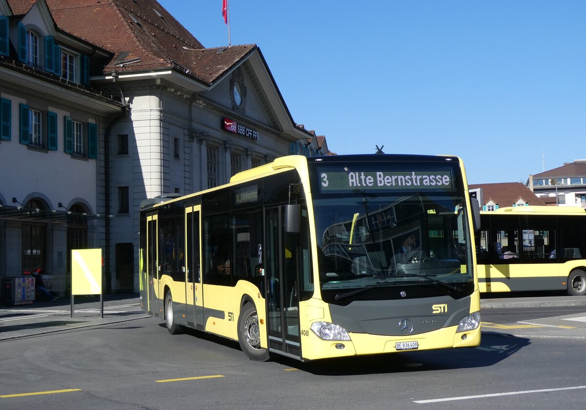 (272'627) - STI Thun - Nr. 408/BE 836'408 - Mercedes am 3. Mrz 2025 beim Bahnhof Thun