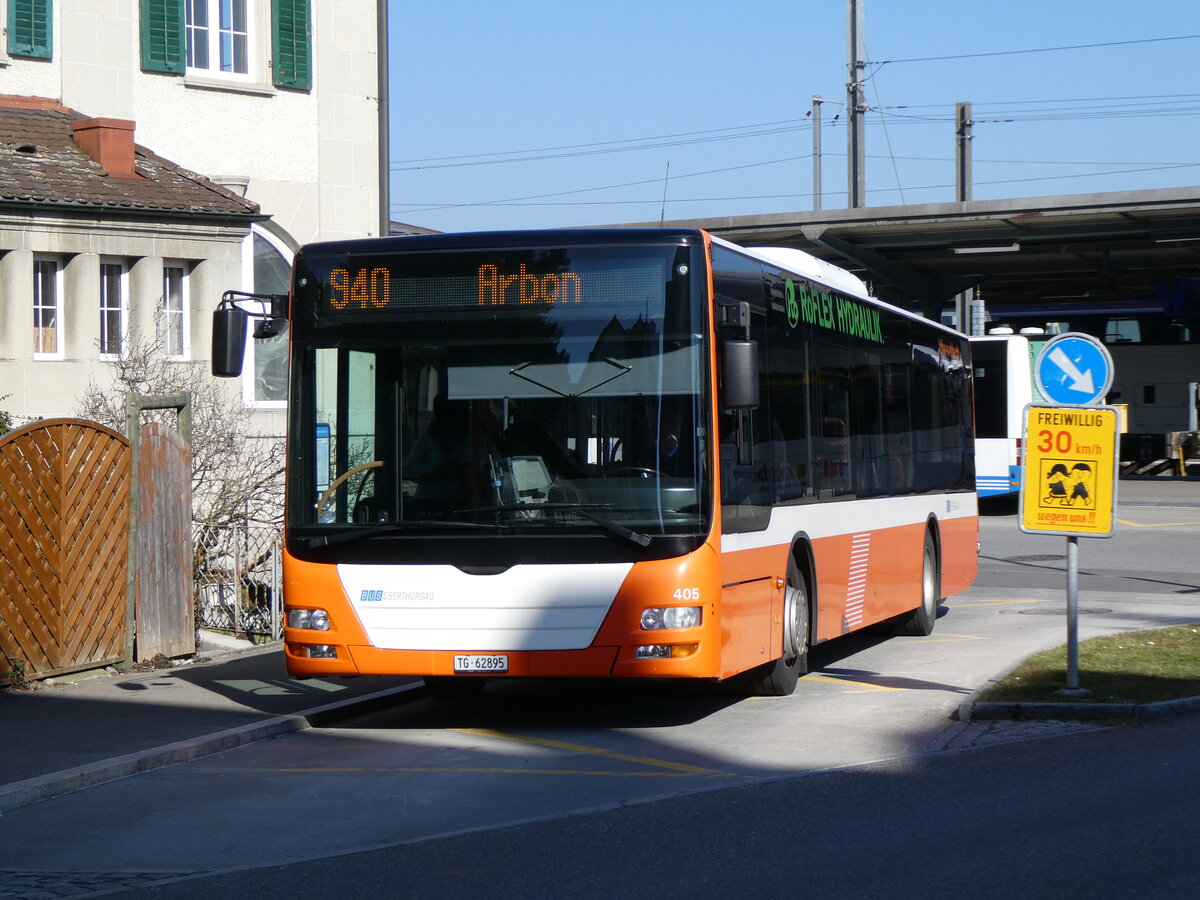 (272'646) - BOTG Amriswil - Nr. 405/TG 62'895 - MAN (ex Nr. 5) am 4. Mrz 2025 beim Bahnhof Romanshorn