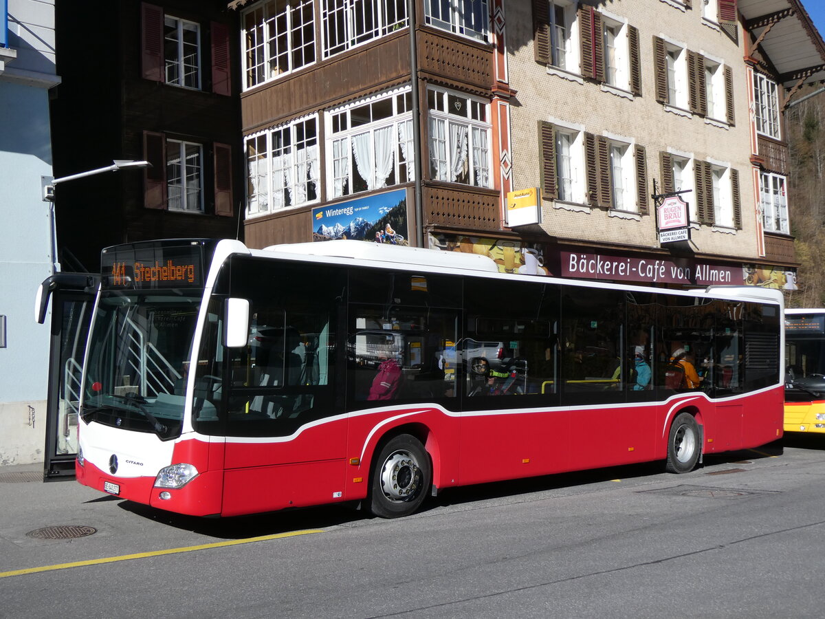 (272'686) - PostAuto Bern - BE 640'277/PID 12'318 - Mercedes (ex Wiener Linien, A-Wien Nr. 8158) am 8. Mrz 2025 beim Bahnhof Lauterbrunnen
