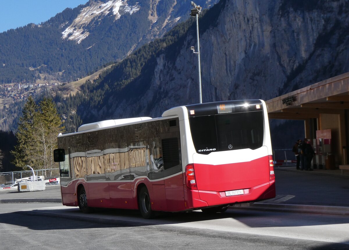 (272'691) - PostAuto Bern - BE 707'874/PID 12'319 - Mercedes (ex Wiener Linien, A-Wien Nr. 8163) am 8. Mrz 2025 in Stechelberg, Schilthornbahn