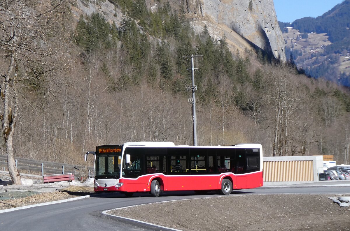 (272'694) - PostAuto Bern - BE 640'277/PID 12'318 - Mercedes (ex Wiener Linien, A-Wien Nr. 8158) am 8. Mrz 2025 in Stechelberg, Schilthornbahn