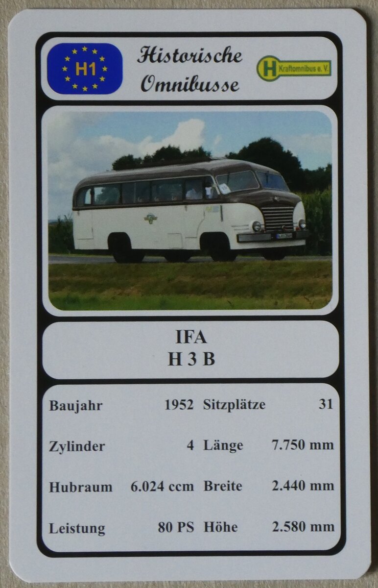 (272'698) - Quartett-Spielkarte mit IFA H 3 B von 1952 am 9. Mrz 2025 in Thun