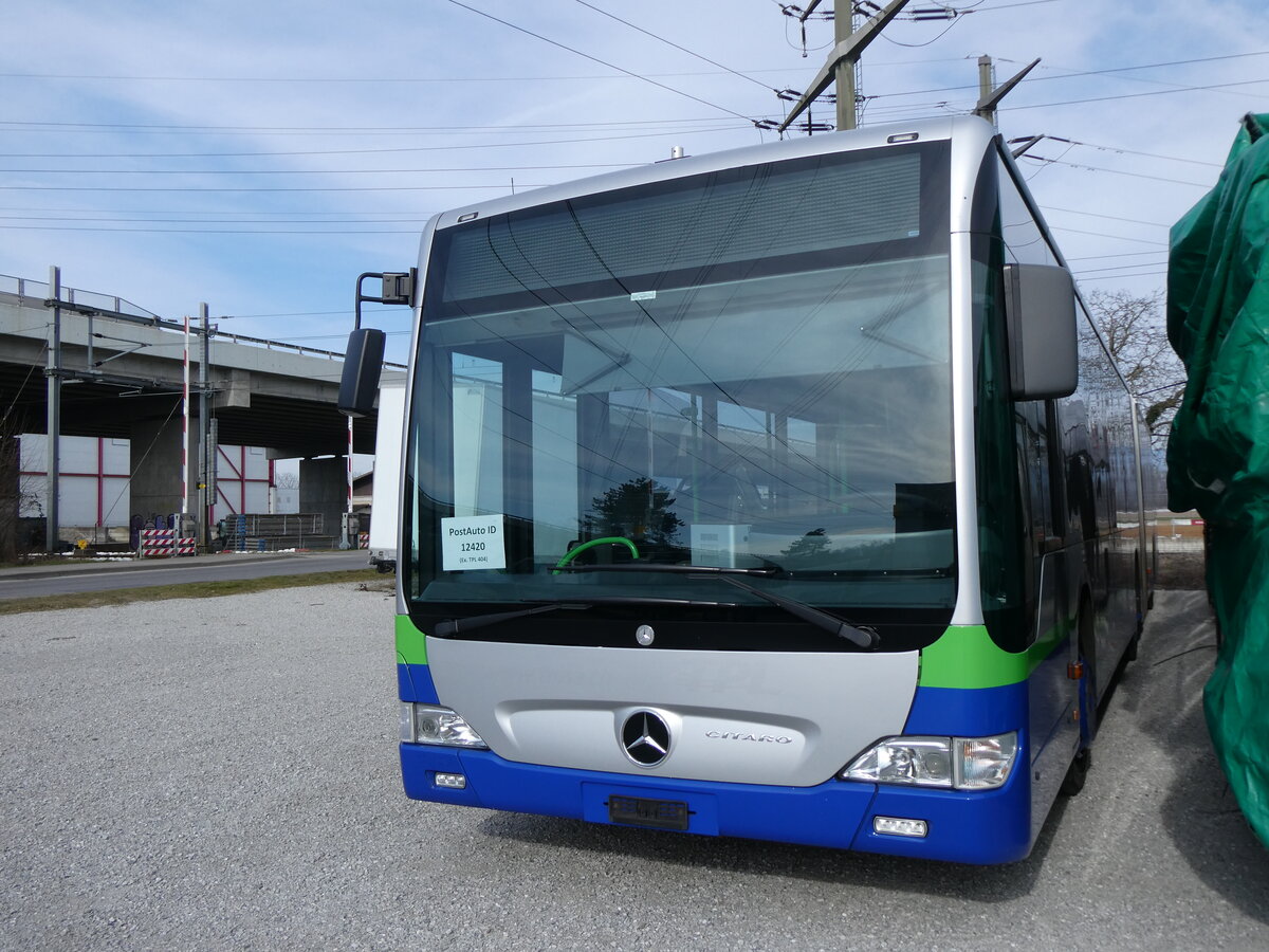 (272'739) - PostAuto Nordschweiz - PID 12'420 - Mercedes (ex TPL Lugano Nr. 404) am 9. Mrz 2025 in Kerzers, Murtenstrasse