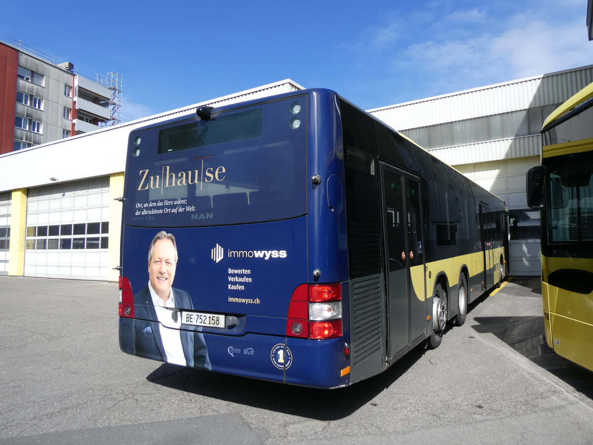 (272'747) - STI Thun - Nr. 158/BE 752'158 - MAN am 9. Mrz 2025 in Thun, Garage