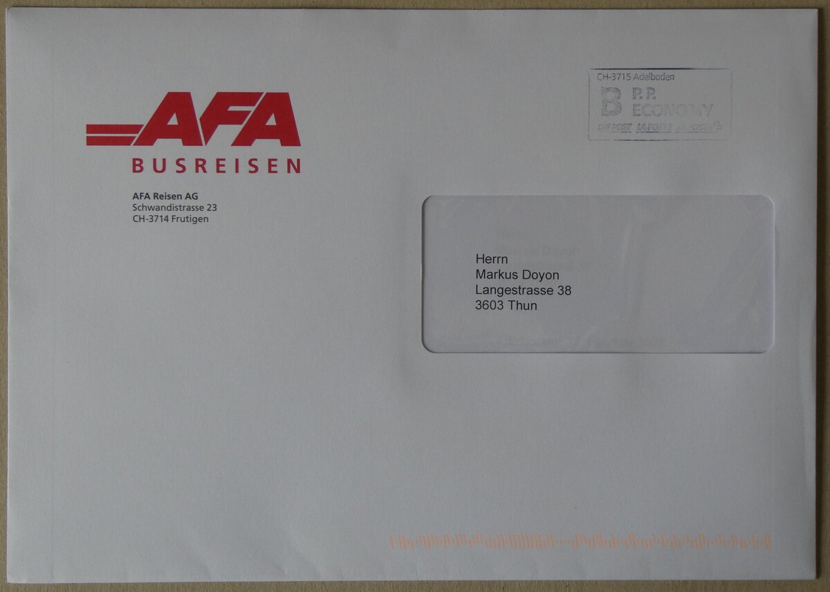 (272'753) - AFA-Briefumschlag vom 28. Februar 2025 am 10. Mrz 2025 in Thun